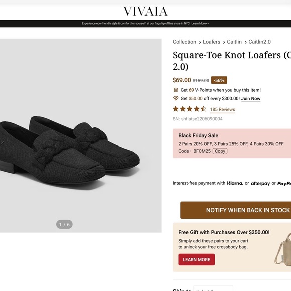 VIVAIA Black Loafers with Knot Detail. Size 7. - Picture 5 of 7